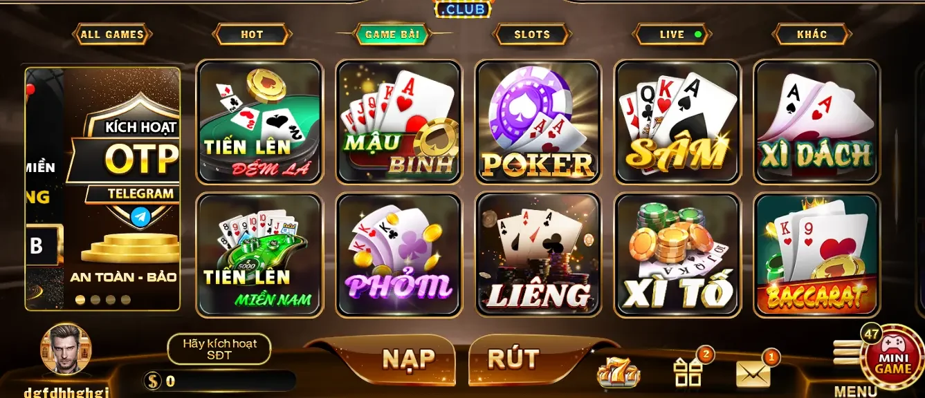 Danh mục game bài đa dạng, đấu trí đặc sắc.