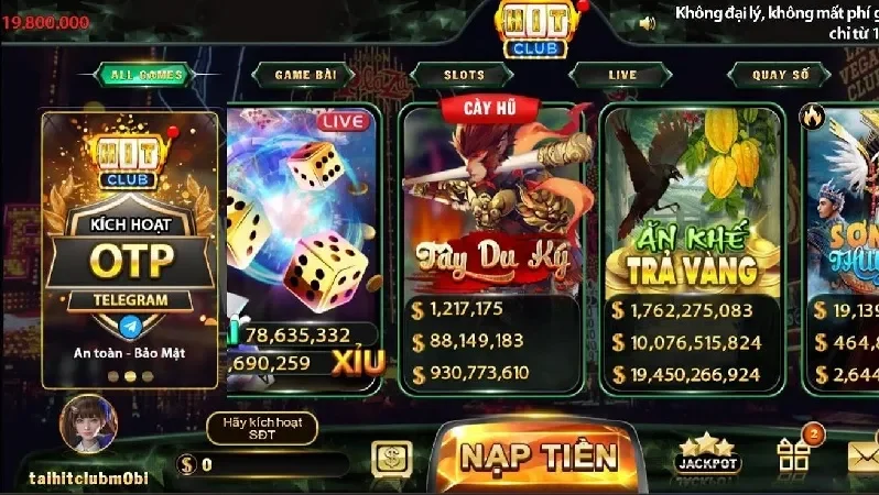 Các mục chơi Slot game tại HitClub thu hút người chơi